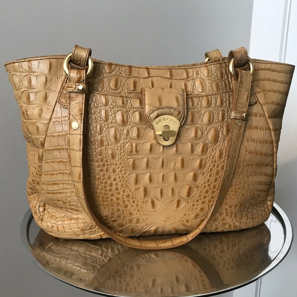 Brahmin Pebble Leather Satchel - Sand